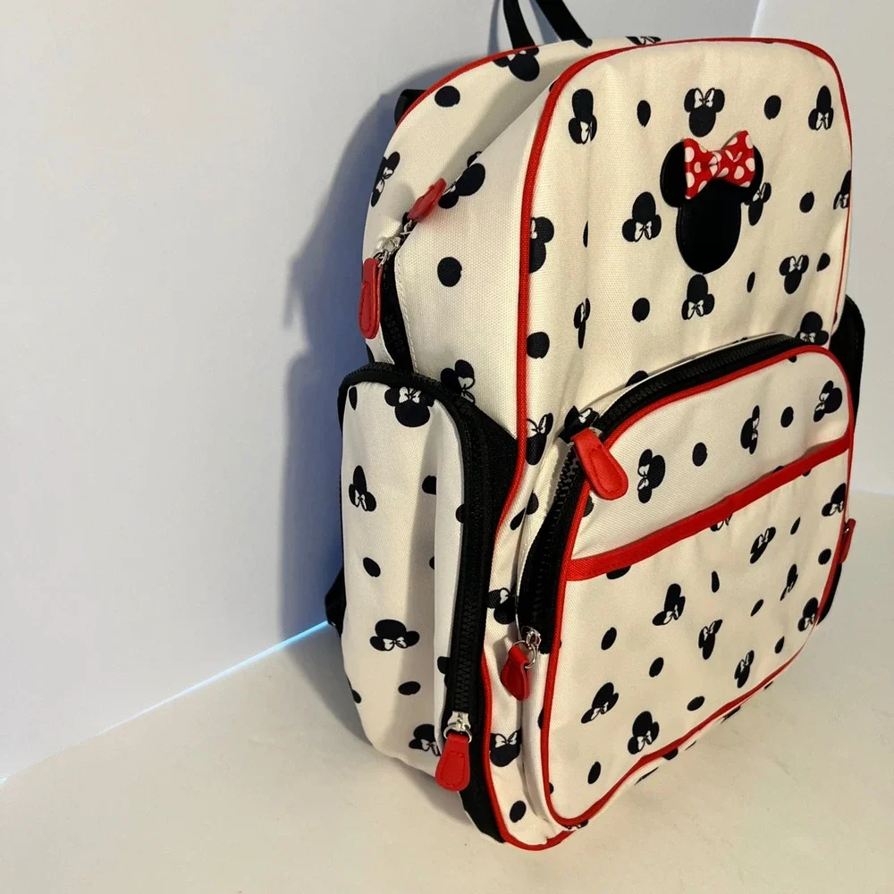 Disney Baby Minnie Mouse Diaper Bag Backpack Polka Dot Bow NWT Stroller Straps
